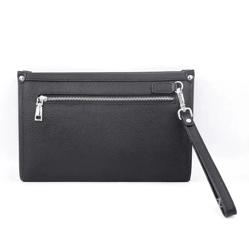 Men's Genuine Leather Business Clutch with Fingerprint Lock – Black | Stornfield