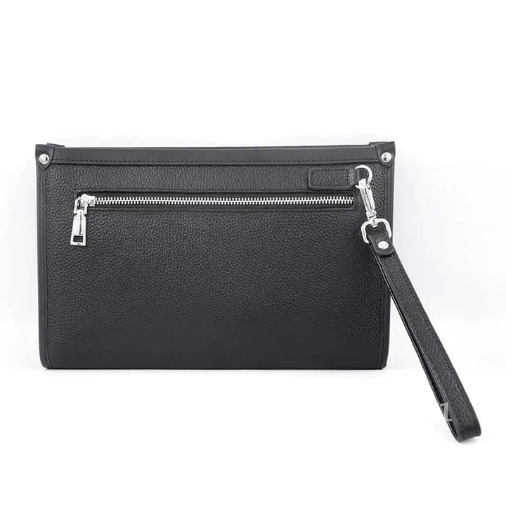 Men's Genuine Leather Business Clutch with Fingerprint Lock – Black | Stornfield