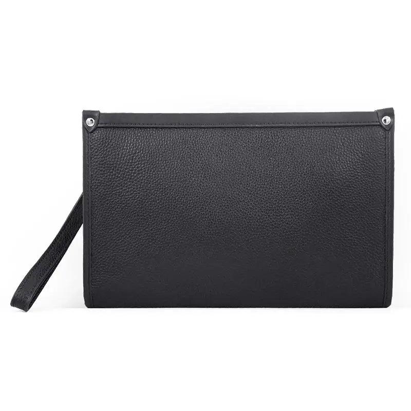 Men's Genuine Leather Business Clutch with Fingerprint Lock – Black | Stornfield