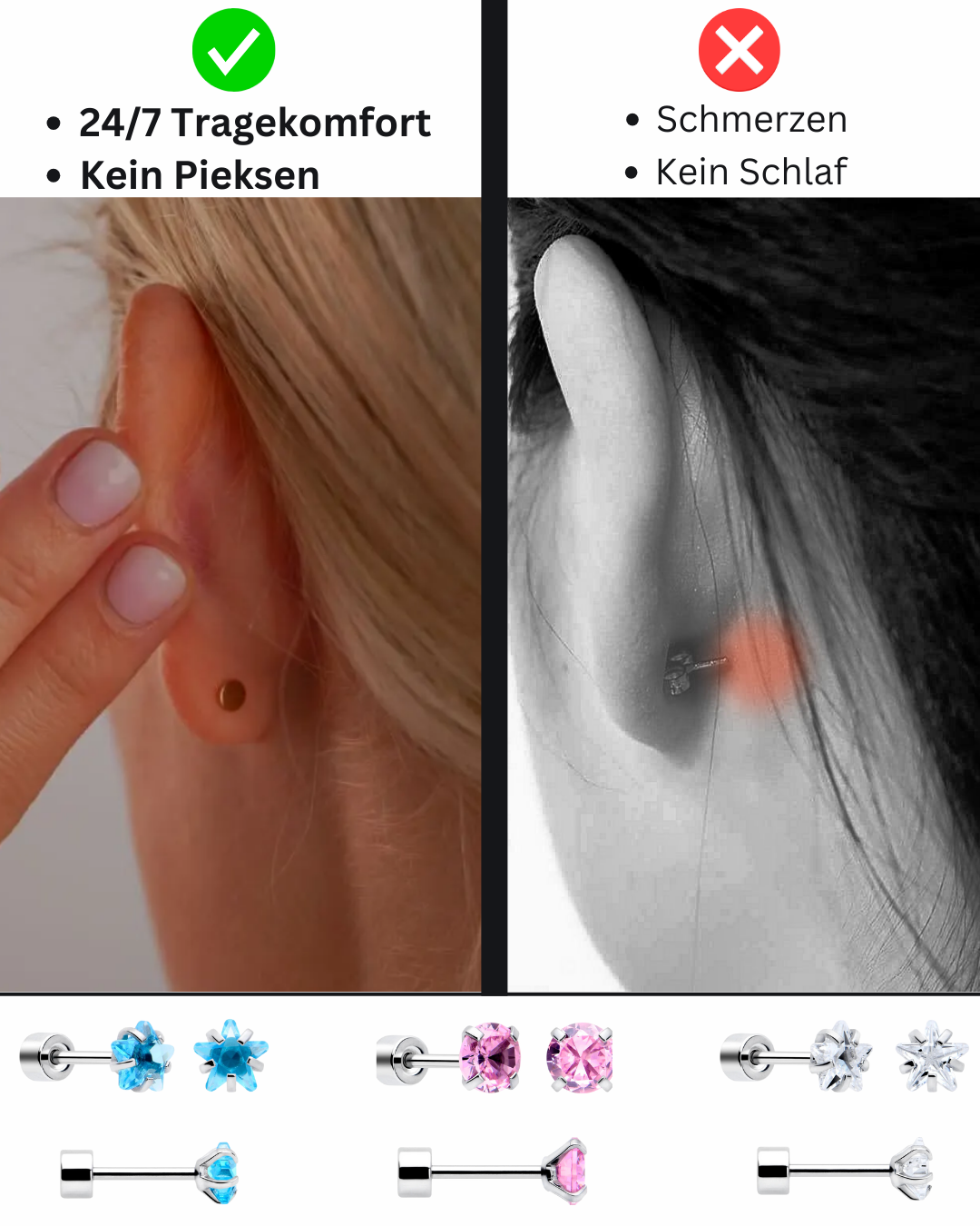 Ear studs with flat back | Stornfield