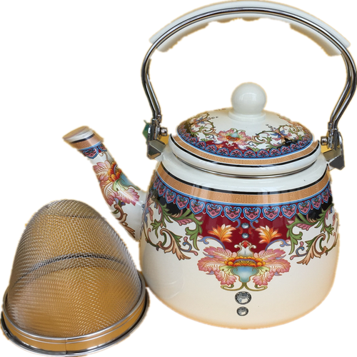 Flat Bottom Round Enamel Kettle Flower Kettle Milk Home Teapot | Stornfield