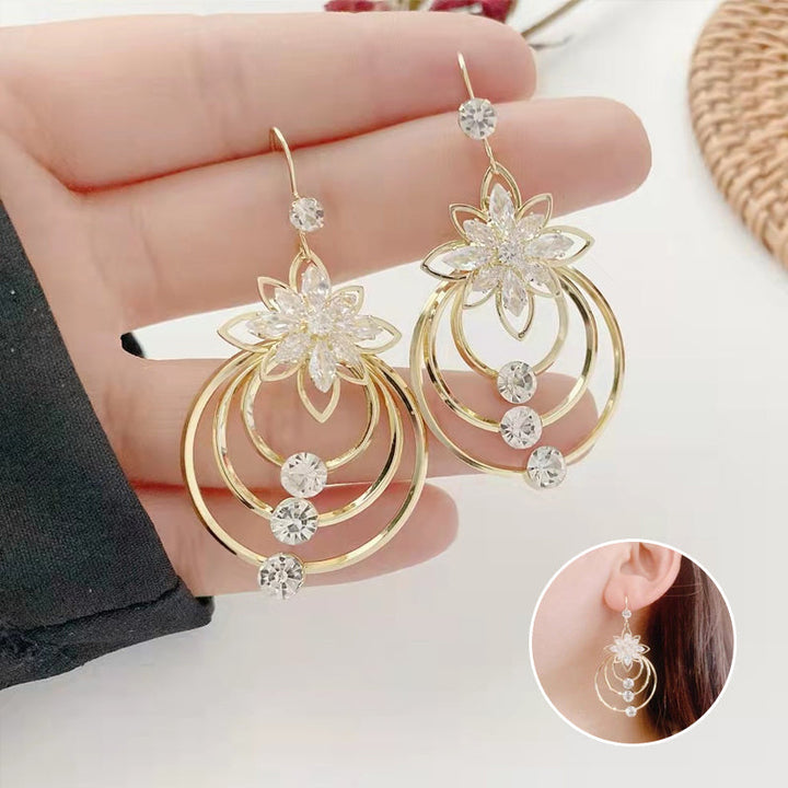 Crystal Lotus Three-Ring Earrings Stornfield