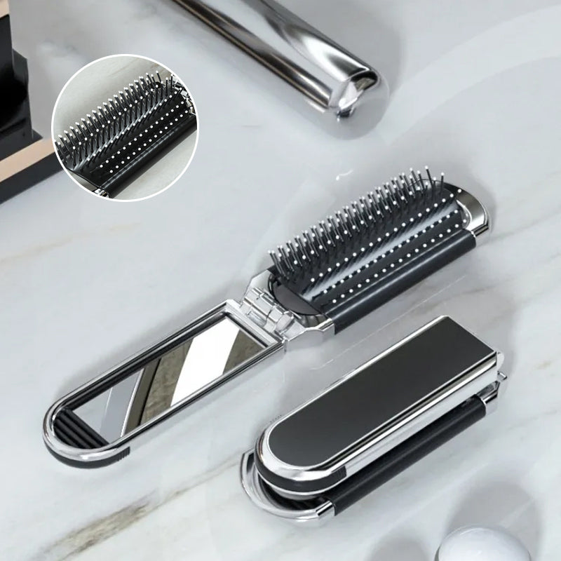 Stornfield | MirrorFlex Travel Mirror Hair Brush | Foldable & Compact | Practical Styling on the Go