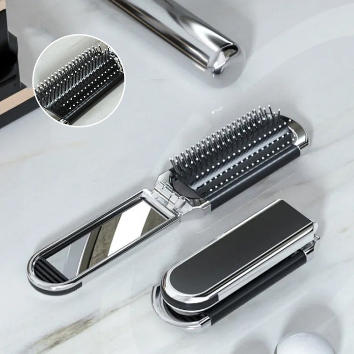 Stornfield | MirrorFlex Travel Mirror Hair Brush | Foldable & Compact | Practical Styling on the Go