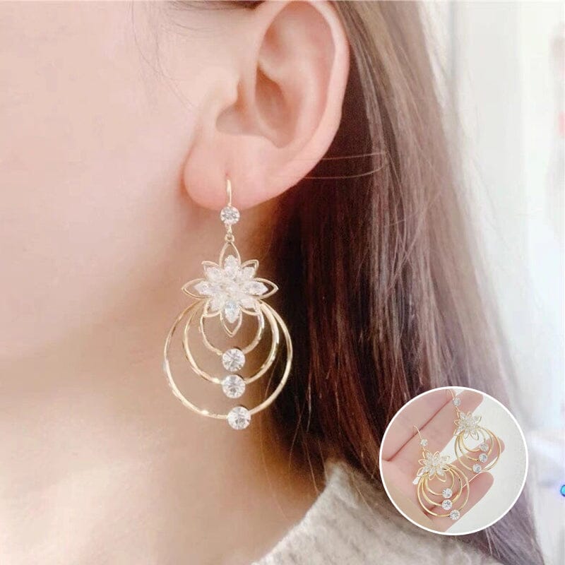 Crystal Lotus Three Hoop Earrings | Stornfield