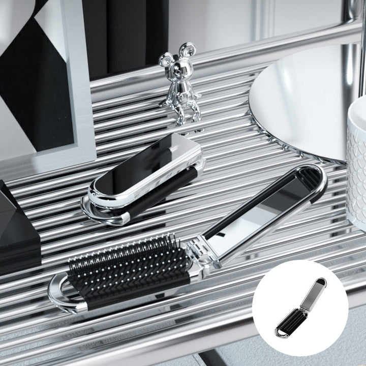 Stornfield | Flex Mirror Travel Hair Brush | Foldable & Compact | Convenient Hair Styling On the Go