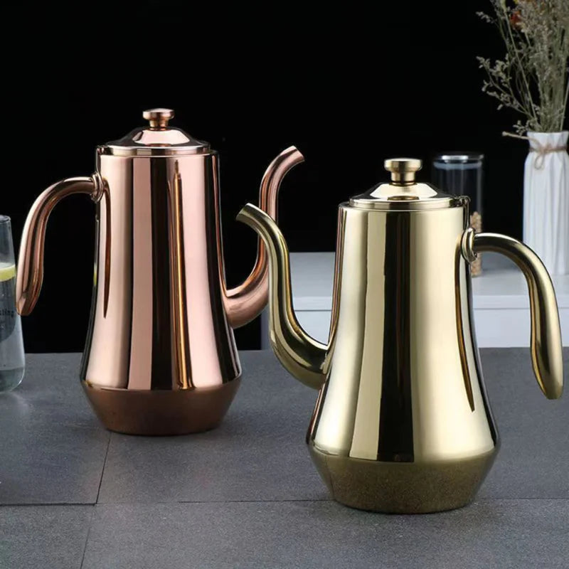 Food-Grade Stainless Steel Tea Kettle Long Mouth Teapot with Strainer | Stornfield
