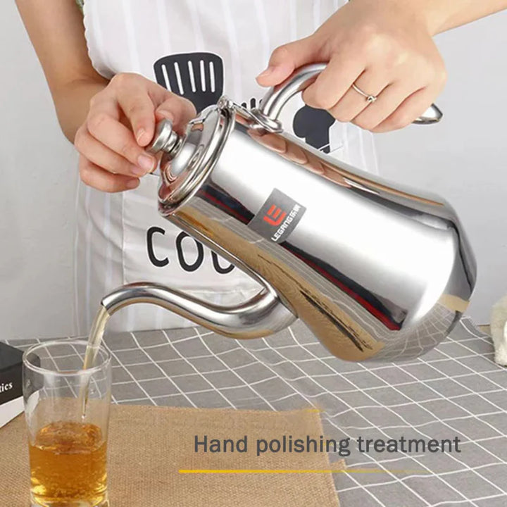 Food-Grade Stainless Steel Tea Kettle Long Mouth Teapot with Strainer | Stornfield