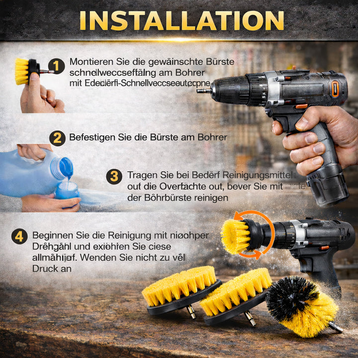 4-in-1 Brush Set for Drill – effective cleaning without effort | Stornfield