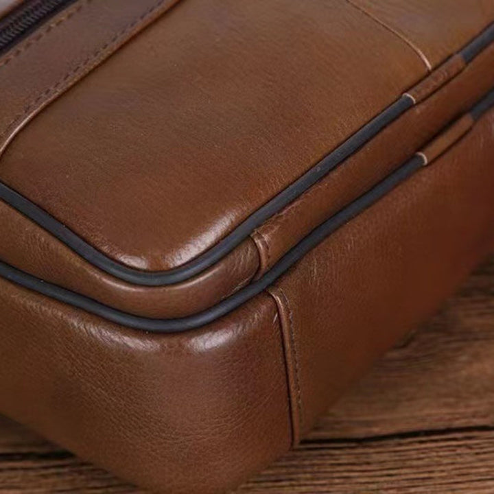 Leather Men's Shoulder Bag – Spacious Cowhide Bag with Adjustable Strap | Stornfield