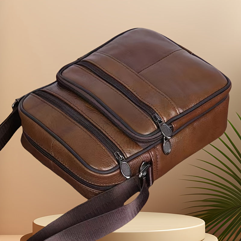 Leather Men's Shoulder Bag – Spacious Cowhide Bag with Adjustable Strap | Stornfield