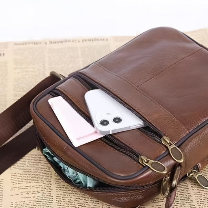 Stornfield | Leather Men’s Shoulder Bag – Spacious Cowhide Bag with Adjustable Strap