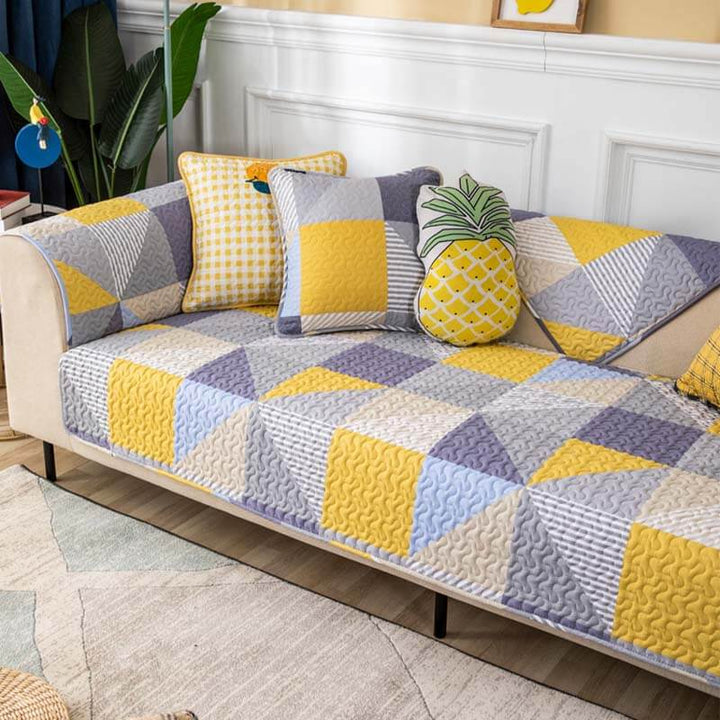 Artistic Geometric Pattern Washable Cotton Couch Cover | Stornfield