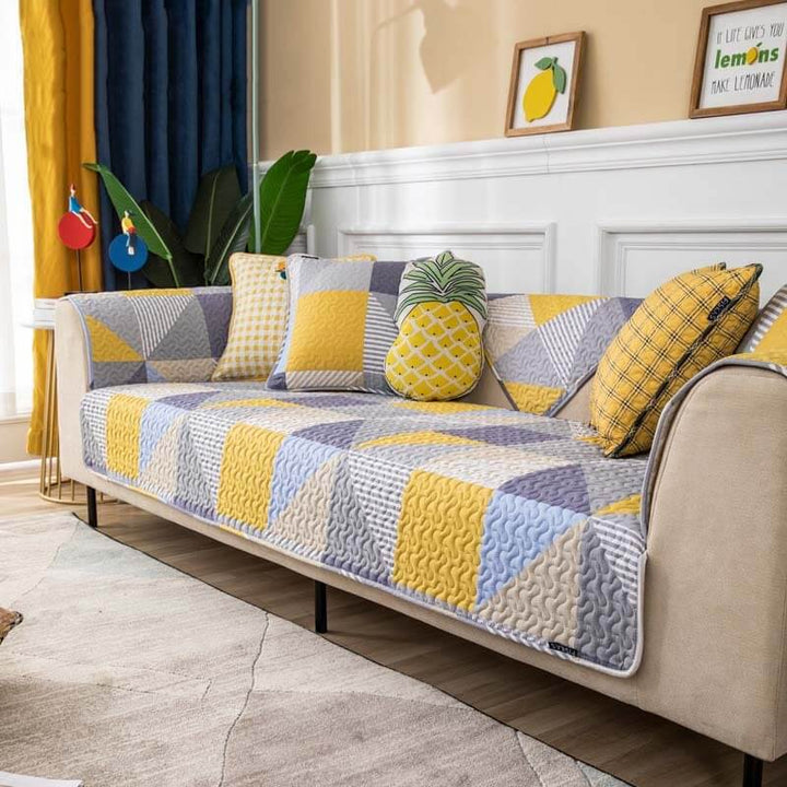 Artistic Geometric Pattern Washable Cotton Couch Cover | Stornfield