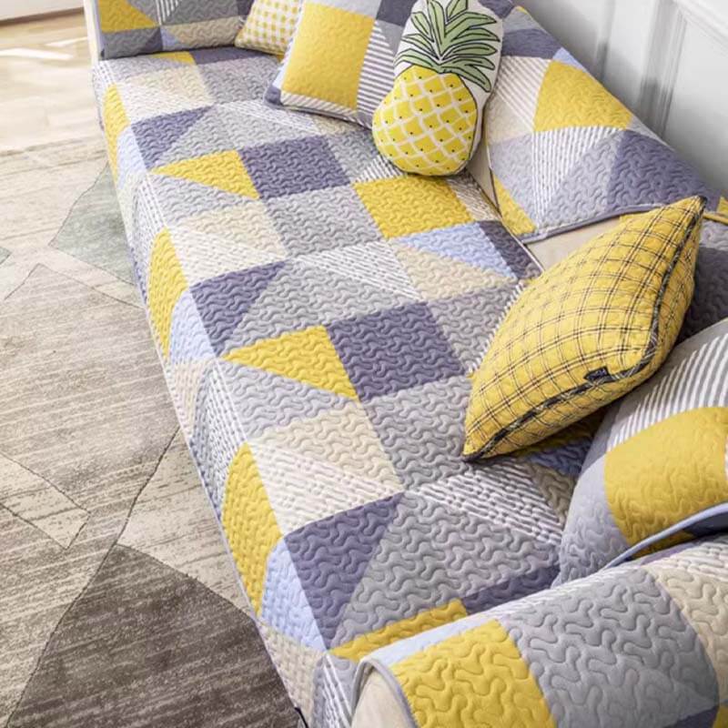 Artistic Geometric Pattern Washable Cotton Couch Cover | Stornfield