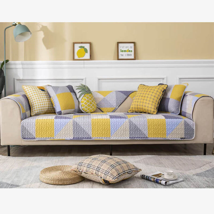 Artistic Geometric Pattern Washable Cotton Couch Cover | Stornfield
