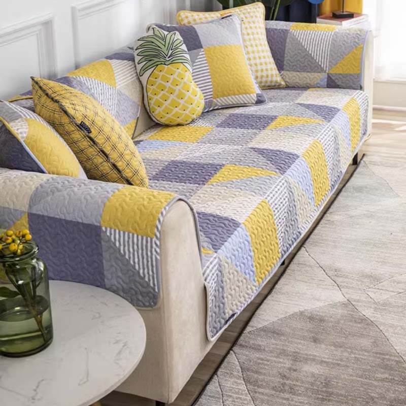 Artistic Geometric Pattern Washable Cotton Couch Cover | Stornfield