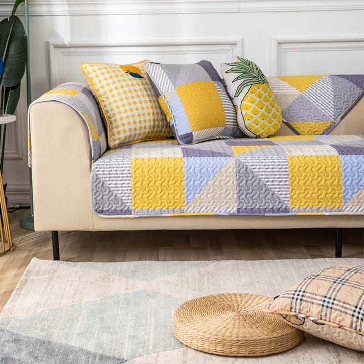 Artistic Geometric Pattern Washable Cotton Couch Cover | Stornfield