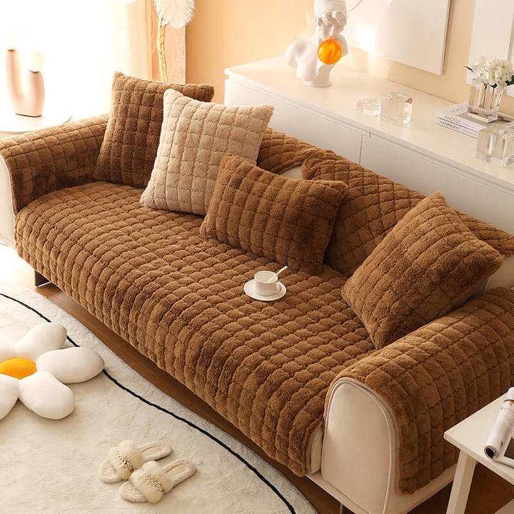 Biscuit Plush Soft Non-Slip Couch Cover with Anti-Slip Design | Stornfield