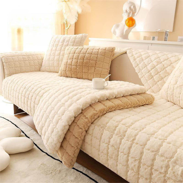 Biscuit Plush Soft Non-Slip Couch Cover with Anti-Slip Design | Stornfield