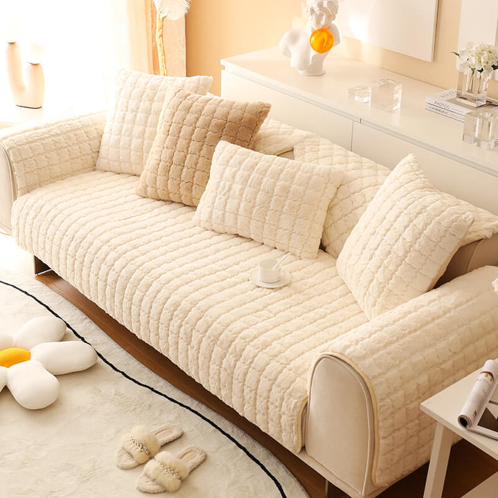 Biscuit Plush Soft Non-Slip Couch Cover with Anti-Slip Design | Stornfield
