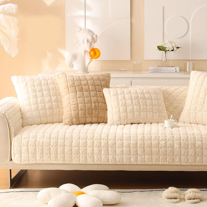 Biscuit Plush Soft Non-Slip Couch Cover with Anti-Slip Design | Stornfield
