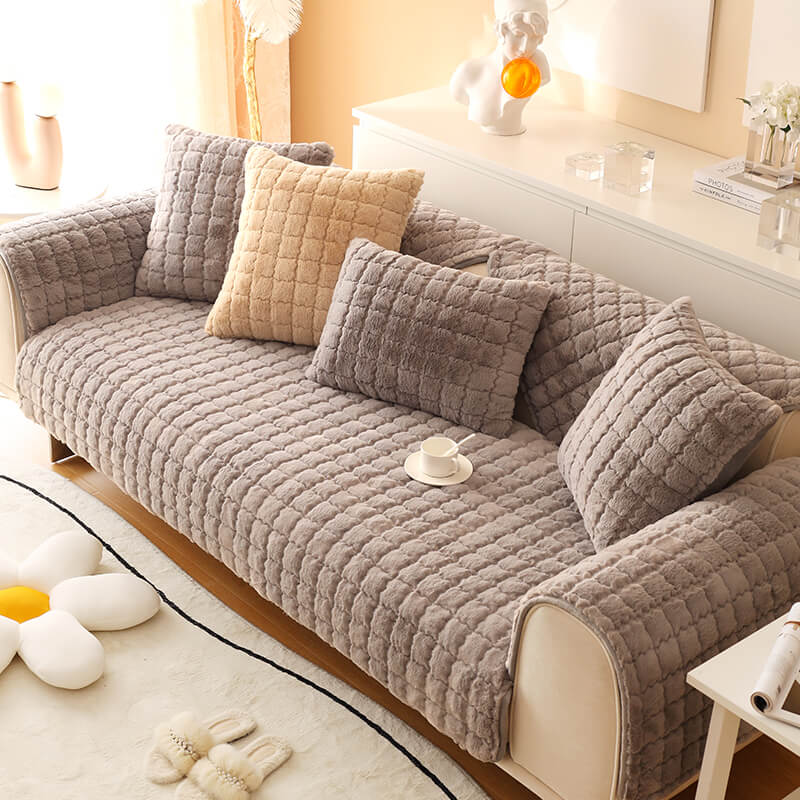 Biscuit Plush Soft Non-Slip Couch Cover with Anti-Slip Design | Stornfield