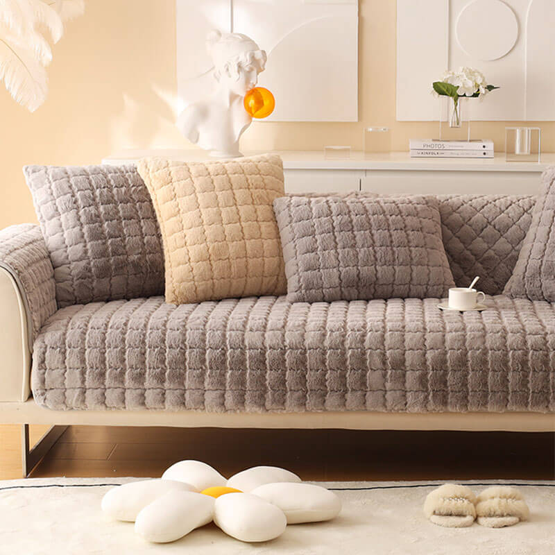 Biscuit Plush Soft Non-Slip Couch Cover with Anti-Slip Design | Stornfield