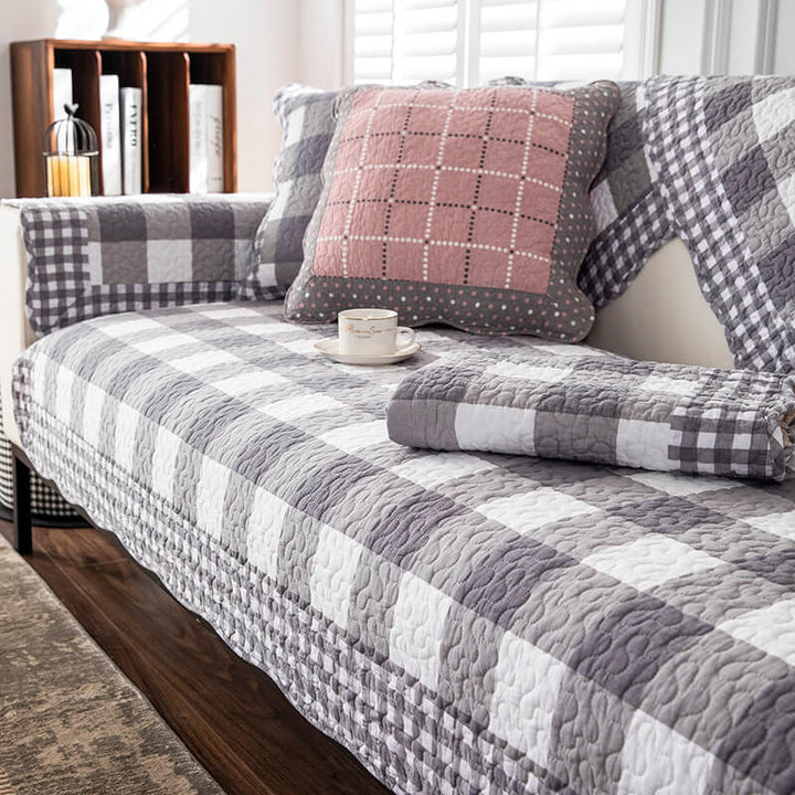 Cotton Plaid Anti-scratch Couch Cover for Pet Protection | Stornfield