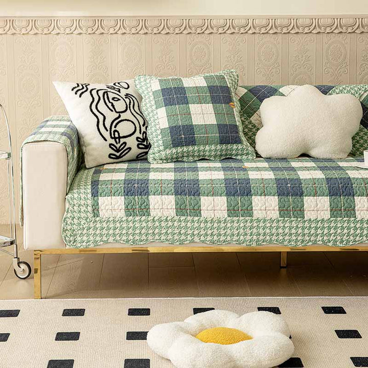 Cotton Plaid Anti-scratch Couch Cover for Pet Protection | Stornfield