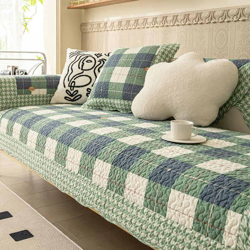 Cotton Plaid Anti-scratch Couch Cover for Pet Protection | Stornfield