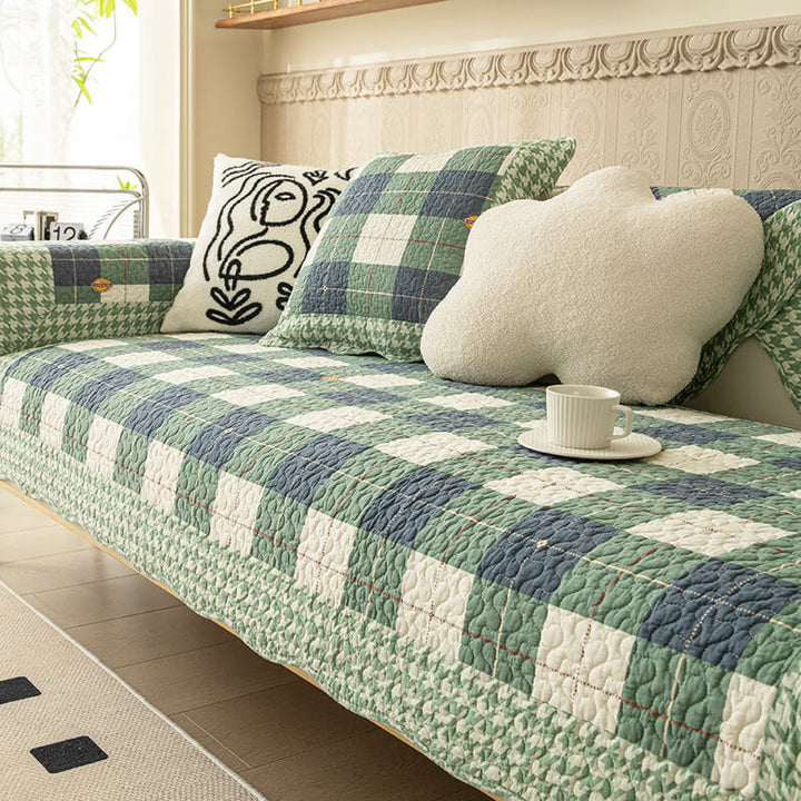 Cotton Plaid Anti-scratch Couch Cover for Pet Protection | Stornfield
