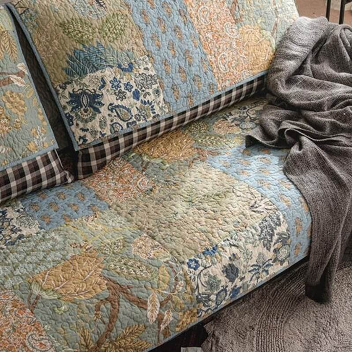 European Floral Cotton Couch Cover Sofa Protective Non-slip | Stornfield