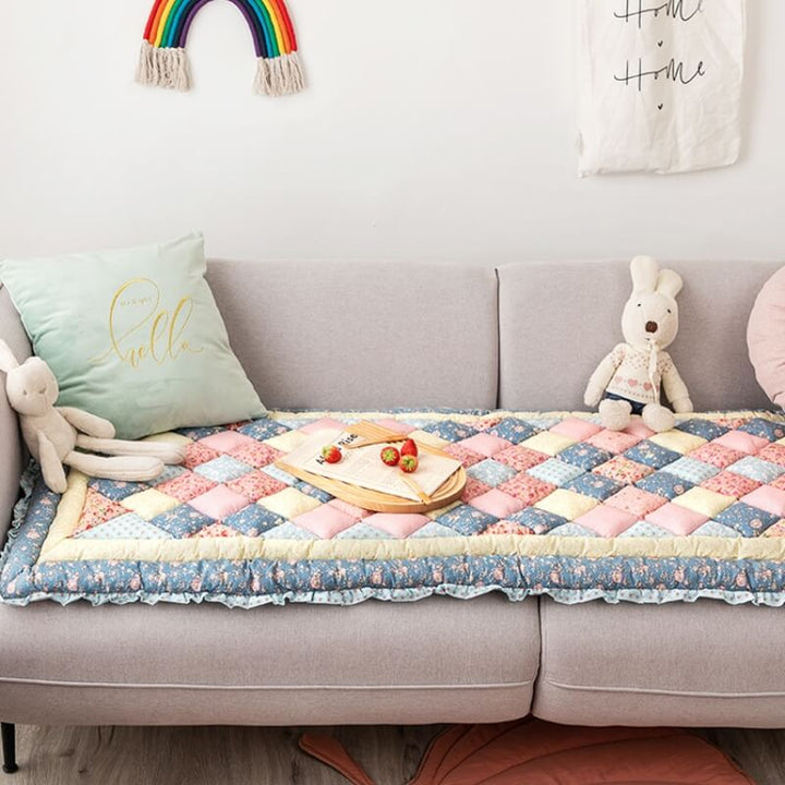 Floral Handmade Pure Cotton Protective Couch Cover, Non-Slip | Stornfield