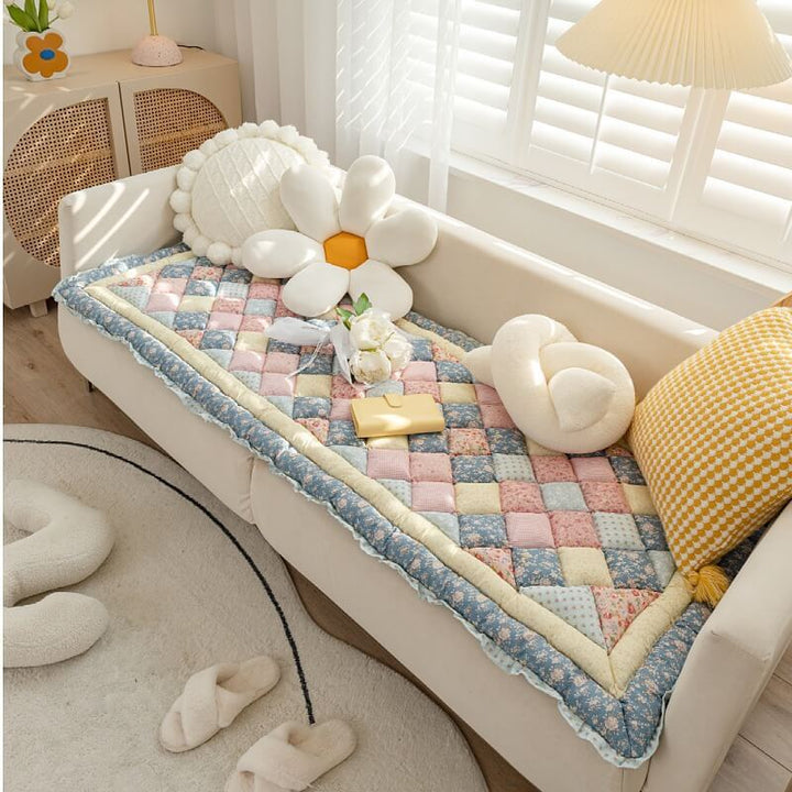 Floral Handmade Pure Cotton Protective Couch Cover, Non-Slip | Stornfield