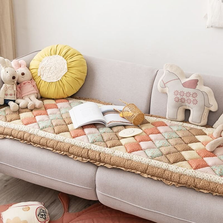 Floral Handmade Pure Cotton Protective Couch Cover, Non-Slip | Stornfield