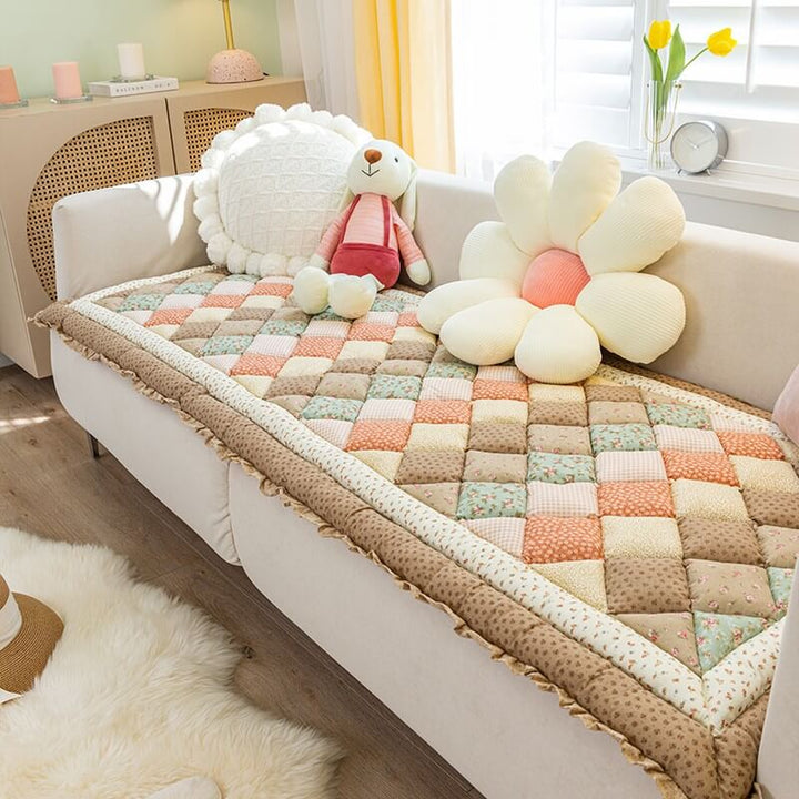 Floral Handmade Pure Cotton Protective Couch Cover, Non-Slip | Stornfield