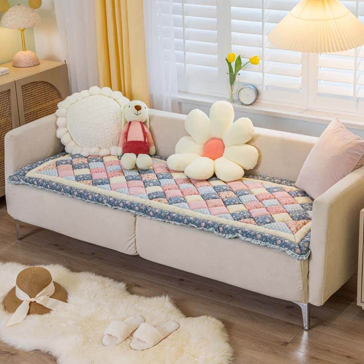 Floral Handmade Pure Cotton Protective Couch Cover, Non-Slip | Stornfield