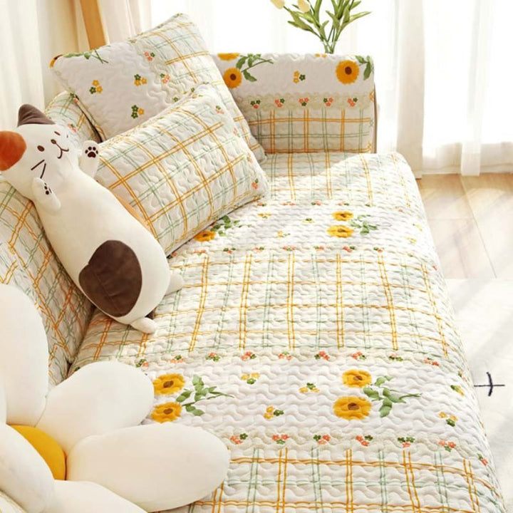 Printed Pure Cotton Anti-scratch Furniture Protector Couch Cover | Stornfield