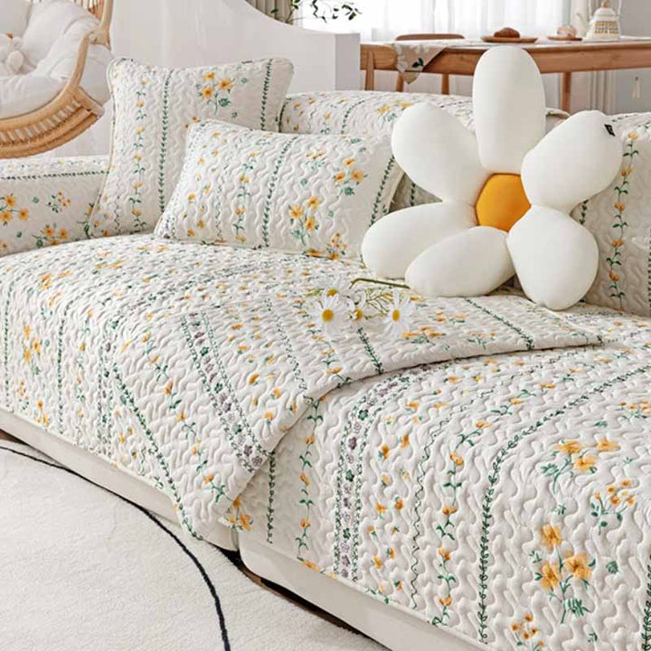 Printed Pure Cotton Anti-scratch Furniture Protector Couch Cover | Stornfield