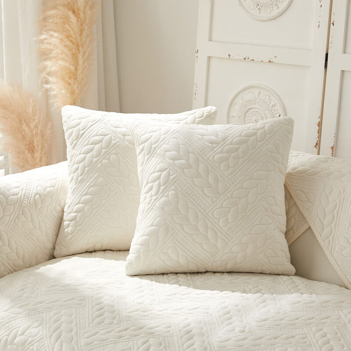 Warm Crystal Velvet Wheat Embroidery Non-Slip Couch Cover | Stornfield