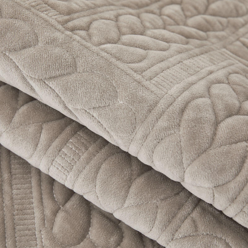 Warm Crystal Velvet Wheat Embroidery Non-Slip Couch Cover | Stornfield