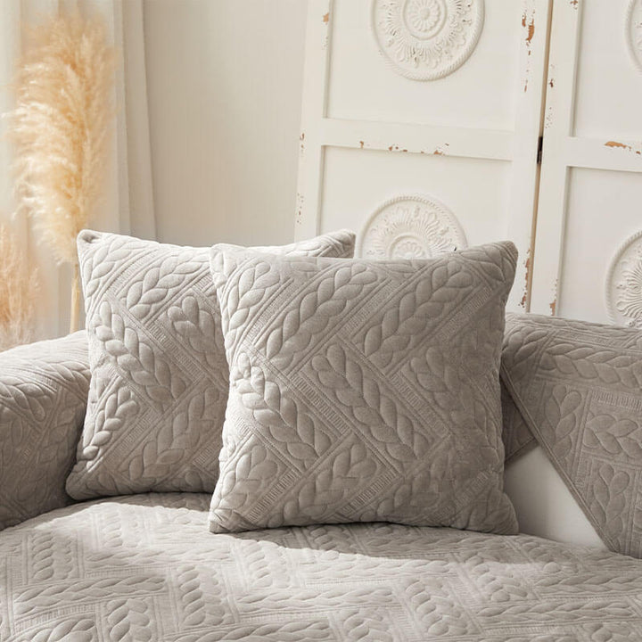 Warm Crystal Velvet Wheat Embroidery Non-Slip Couch Cover | Stornfield