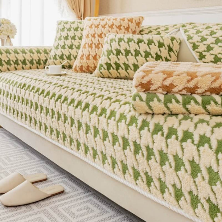 Houndstooth Plush Mat Furniture Protection Anti-Slip Cover | Stornfield