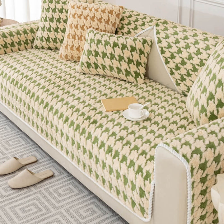 Houndstooth Plush Mat Furniture Protection Anti-Slip Cover | Stornfield