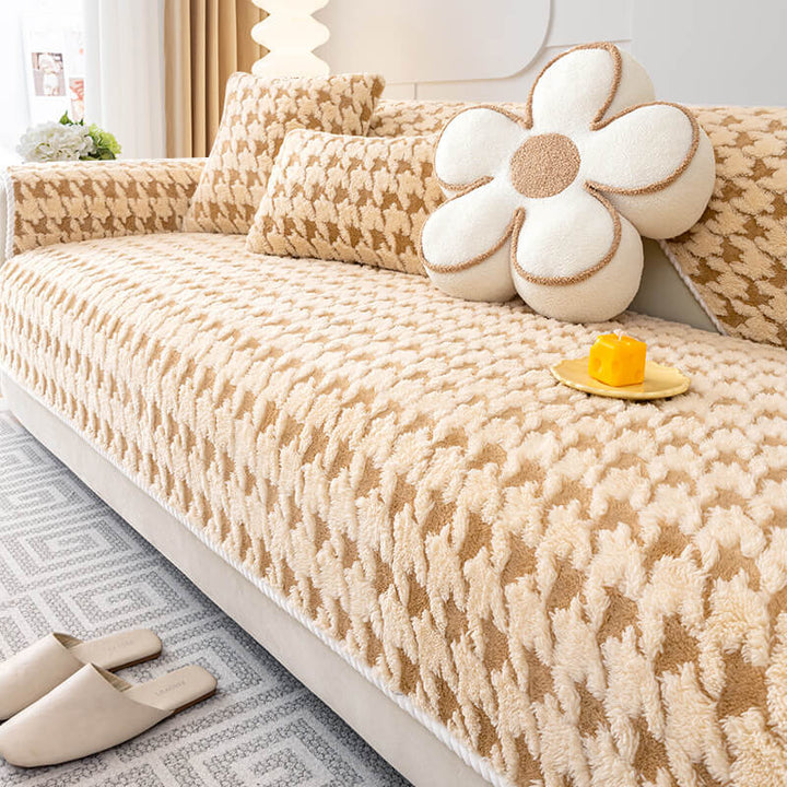Houndstooth Plush Mat Furniture Protection Anti-Slip Cover | Stornfield