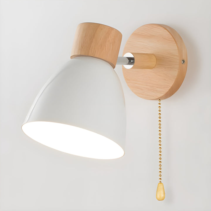 Stornfield | Nordic Wooden Wall Lamp with Switch for Bedroom