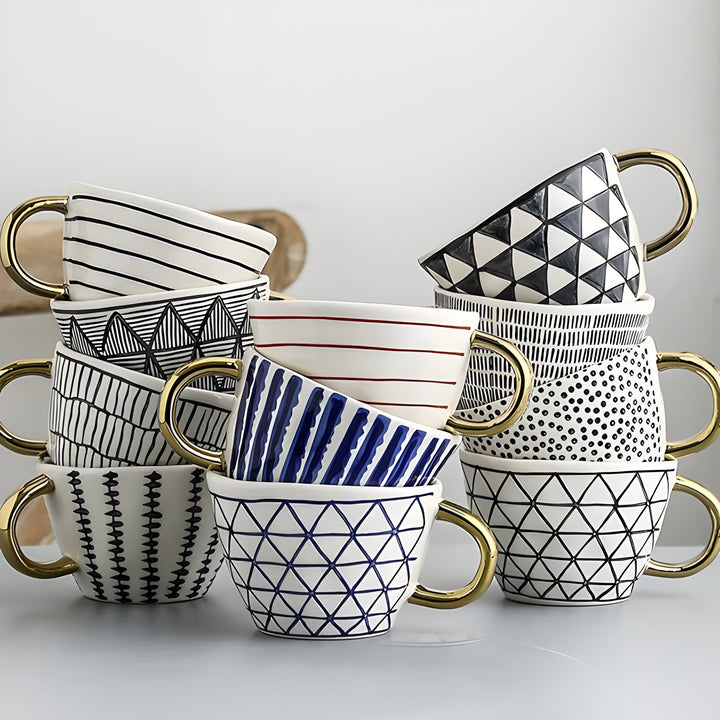 Ceramic mug with geometric design – Stylish and modern | Ideal for coffee or tea | Stornfield