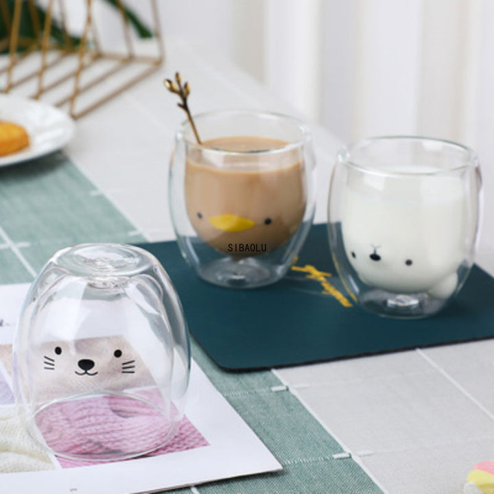 Glass Mugs Double Wall Glass Mug Bear Animal Double Layer Glass Mug | Stornfield