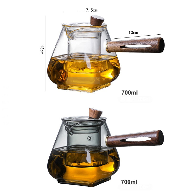 Glass Pot Filter Wood Handle Tea Ceremony Transparent Teawear Sets | Stornfield